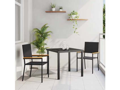 vidaXL Zahradní stohovatelné židle 2 pcs Černá a hnědá