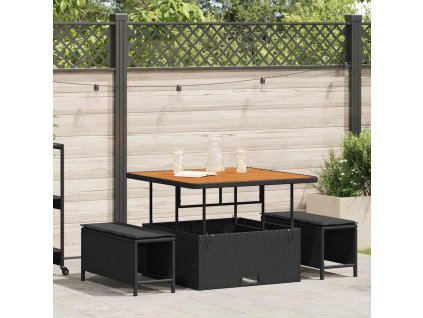 vidaXL Zahradní jídelní souprava Černá polyratan
