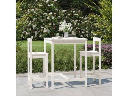 vidaXL 3dílný zahradní barový set bílý masivní borové dřevo
