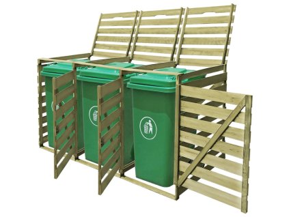 vidaXL Přístřešek na tři popelnice 240 l impregnované dřevo