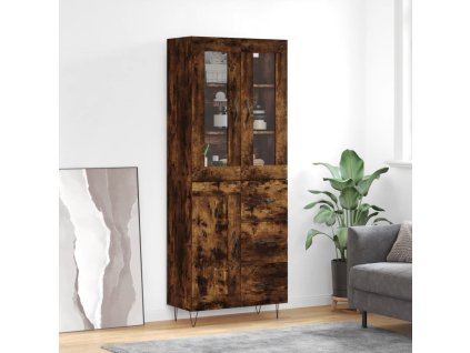 vidaXL Skříň highboard kouřový dub 69,5 x 34 x 180 cm kompozitní dřevo