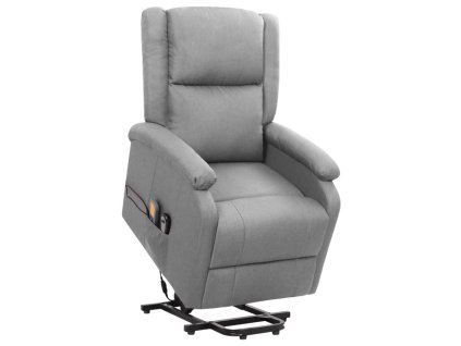 vidaXL Zvedací masážní křeslo světle šedé textil