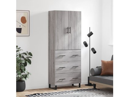 vidaXL Skříň highboard šedá sonoma 69,5 x 34 x 180 cm kompozitní dřevo