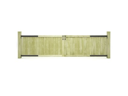 vidaXL Zahradní brána 2křídlá impregnovaná borovice 300 x 75 cm
