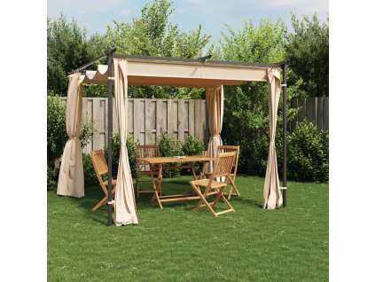 vidaXL Altán se závěsy 3 x 3 m krémový ocel