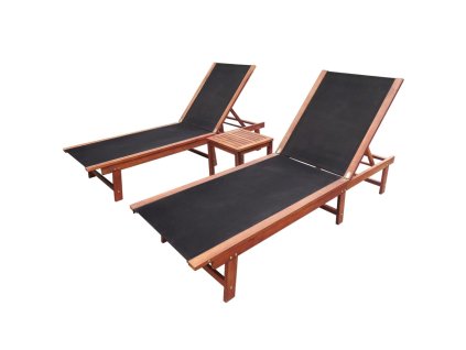 vidaXL Zahradní lehátka 2 ks se stolkem masivní akácie a textilen