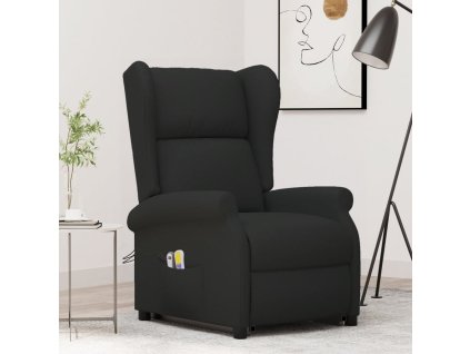 vidaXL Zvedací masážní křeslo černé textil
