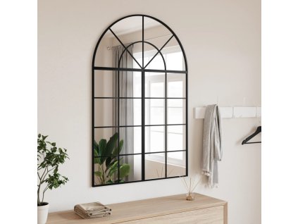 vidaXL Nástěnné zrcadlo černé 80 x 120 cm oblouk železo