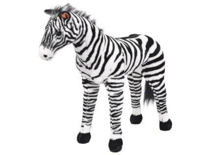 vidaXL Stojící plyšová hračka zebra černá a bílá XXL