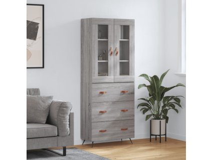 vidaXL Skříň highboard šedá sonoma 69,5 x 34 x 180 cm kompozitní dřevo