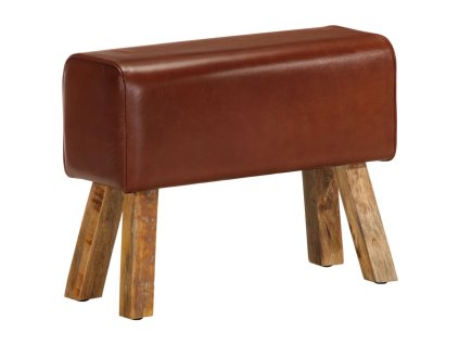 vidaXL Lavice gymnastický kůň 58 cm hnědá pravá kůže a mangovník