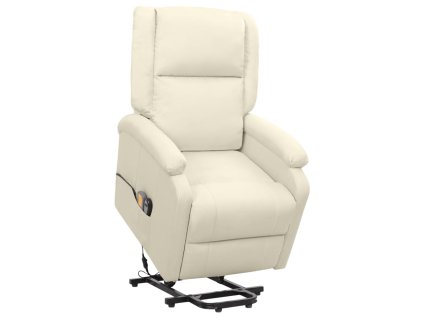 vidaXL Zvedací masážní křeslo krémové textil