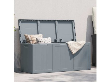 vidaXL Zahradní úložný box 270 l šedý PP vzhled dřeva