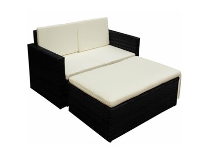 vidaXL 2dílná zahradní sedací souprava s poduškami polyratan černá