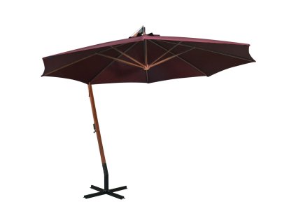 vidaXL Závěsný zahradní slunečník s tyčí bordó 3,5 x 2,9 m masiv jedle