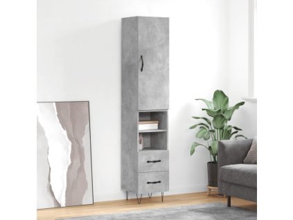 vidaXL Skříň highboard betonově šedá 34,5x34x180 cm kompozitní dřevo