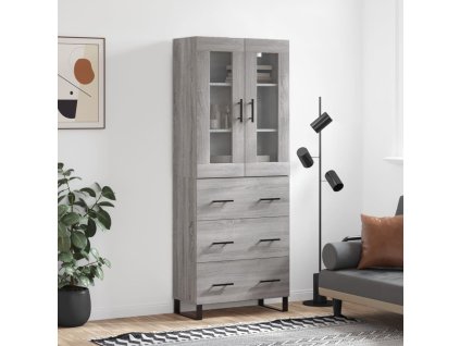 vidaXL Skříň highboard šedá sonoma 69,5 x 34 x 180 cm kompozitní dřevo