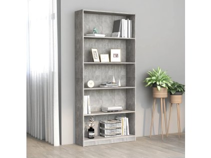 vidaXL 5patrová knihovna betonově šedá 80x24x175 cm kompozitní dřevo