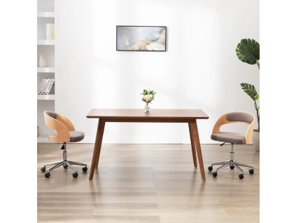 vidaXL Otočná jídelní židle taupe ohýbané dřevo a textil