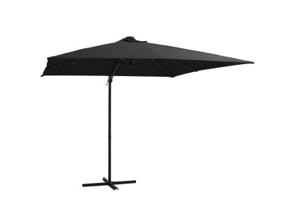 vidaXL Boční zahradní slunečník s LED ocelová tyč 250 x 250 cm černý