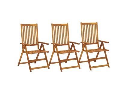 vidaXL Zahradní polohovací židle 3 ks masivní akáciové dřevo
