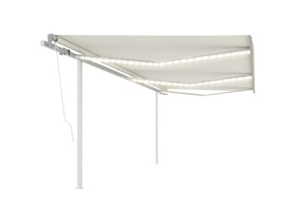 vidaXL Automatická markýza LED a senzor větru 6 x 3 m krémová