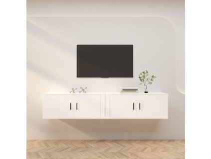 vidaXL Nástěnné TV skříňky 2 ks bílé 100 x 34,5 x 40 cm