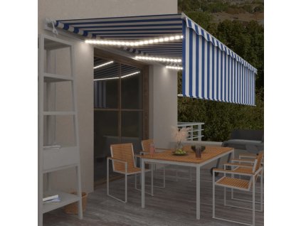 vidaXL Automatická markýza roleta LED senzor větru 6x3 m modrá a bílá