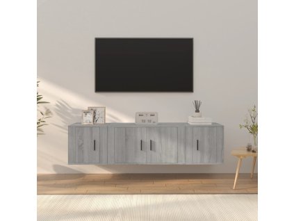 vidaXL 3dílný set TV skříněk šedý sonoma kompozitní dřevo