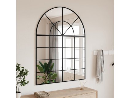 vidaXL Nástěnné zrcadlo černé 100 x 130 cm oblouk železo