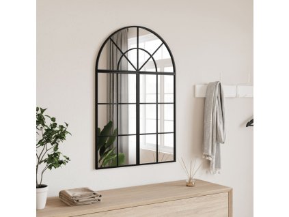 vidaXL Nástěnné zrcadlo černé 60 x 90 cm oblouk železo