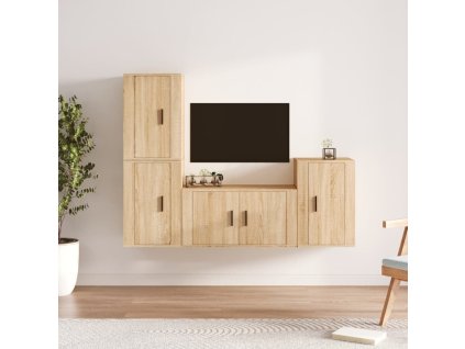 vidaXL 4dílný set TV skříněk dub sonoma kompozitní dřevo