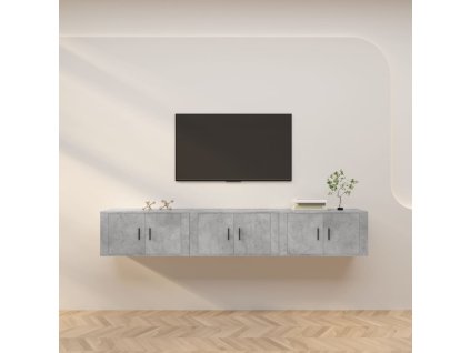 vidaXL Nástěnné TV skříňky 3 ks betonově šedé 80 x 34,5 x 40 cm