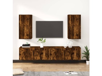 vidaXL 4dílný set TV skříněk kouřový dub kompozitní dřevo