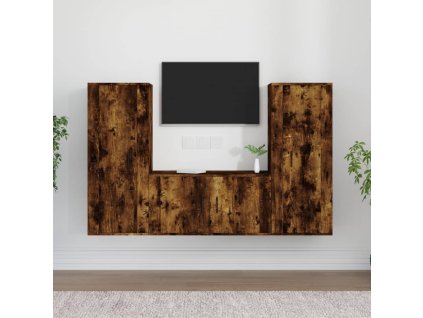 vidaXL 3dílný set TV skříněk kouřový dub kompozitní dřevo