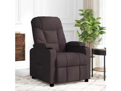 vidaXL Masážní křeslo tmavě hnědé textil