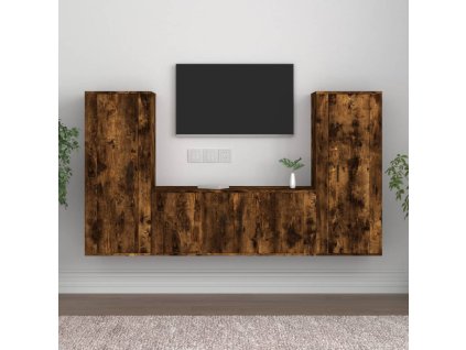 vidaXL 3dílný set TV skříněk kouřový dub kompozitní dřevo