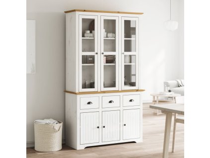 vidaXL Kredenc BODO bílý a hnědý 115,5x43x200,5 cm masivní borovice