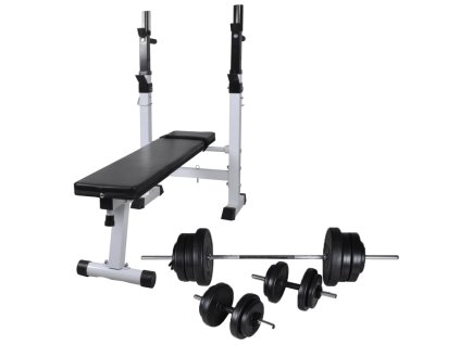 vidaXL Posilovací lavice se stojanem na závaží a sadou činek 60,5 kg