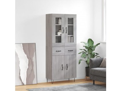 vidaXL Skříň highboard šedá sonoma 69,5 x 34 x 180 cm kompozitní dřevo