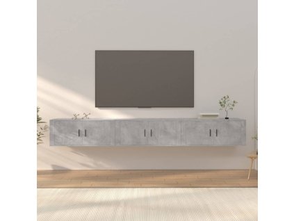 vidaXL Nástěnné TV skříňky 3 ks betonově šedé 100 x 34,5 x 40 cm