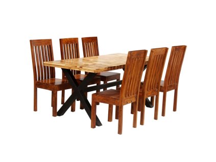 vidaXL Jídelní set 7 kusů masivní akáciové a mangovníkové dřevo