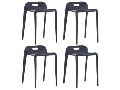 vidaXL Stohovatelné stoličky 4 ks černé plast
