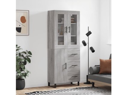 vidaXL Skříň highboard šedá sonoma 69,5 x 34 x 180 cm kompozitní dřevo