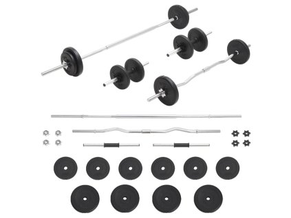 vidaXL Sada obouručních a jednoručních činek 30 kg