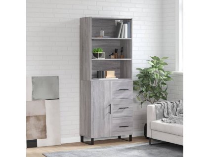 vidaXL Skříň highboard šedá sonoma 69,5 x 34 x 180 cm kompozitní dřevo