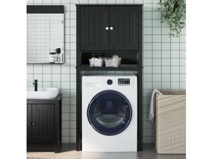 vidaXL Skříňka nad pračku BERG černá 76x27x164,5 cm masivní borovice