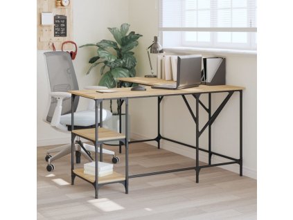 vidaXL Psací stůl dub sonoma 139 x 139 x 75 cm kompozitní dřevo