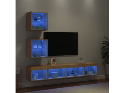 vidaXL 5dílná obývací stěna s LED dub sonoma kompozitní dřevo