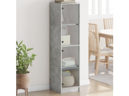 vidaXL Highboard se skleněnými dvířky betonově šedý 35 x 37 x 142 cm